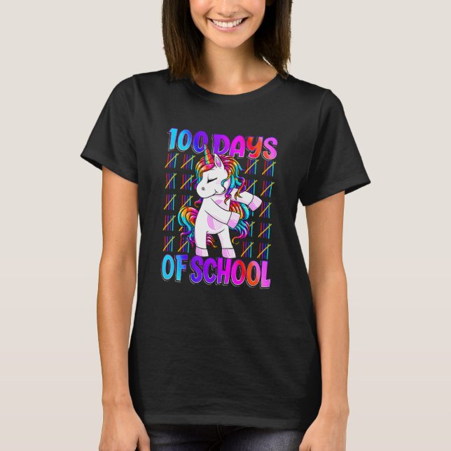 Camiseta 100 Days Of School Unicorn Girls Teacher 100th Day (Anverso)