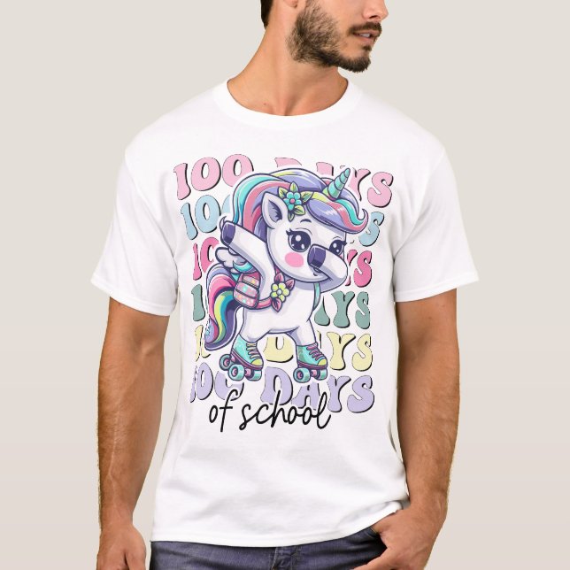 Camiseta 100 Days of School Unicorn Girls Teachers (Anverso)