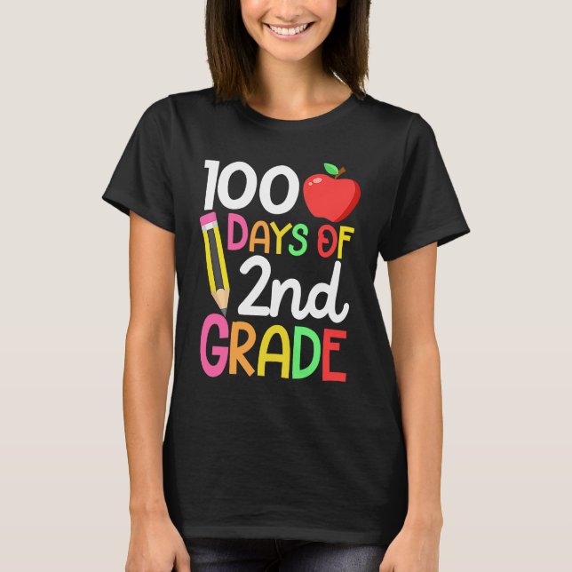 Camiseta 100 Days Of Second 2nd Grade Teacher 100th Day Of  (Anverso)