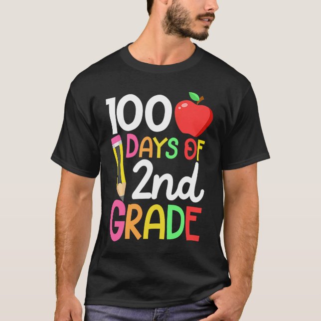 Camiseta 100 Days Of Second 2nd Grade Teacher 100th Day Of  (Anverso)