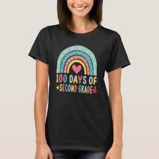 Camiseta 100 Days Of Second Grade Leopard Rainbow 100th Day