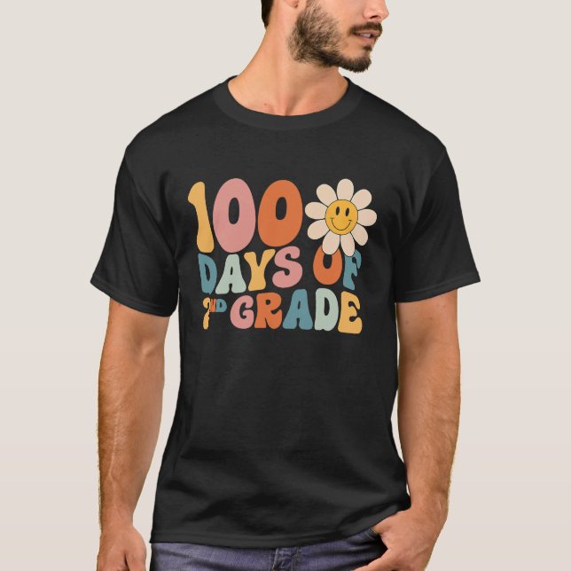 Camiseta 100 Days Of Second Grade Teacher Groovy 100th Day  (Anverso)