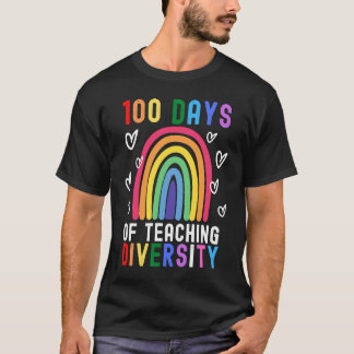 Camiseta 100 Days Of Teaching Diversity  Rainbow Teacher Ga