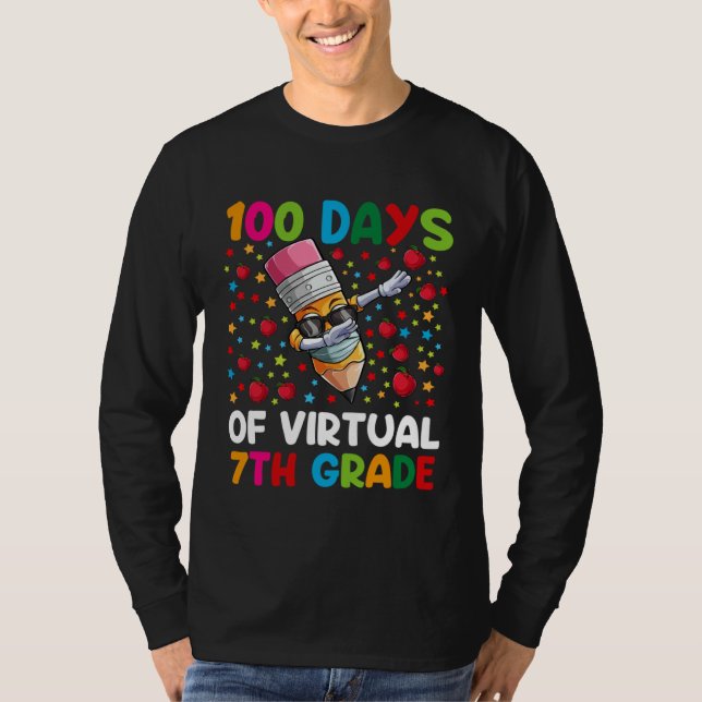 Camiseta 100 Days Of Virtual 7th Grade Teacher or Student B (Anverso)