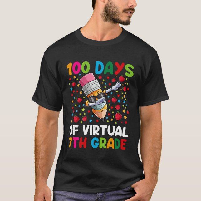 Camiseta 100 Days Of Virtual 7th Grade Teacher or Student B (Anverso)