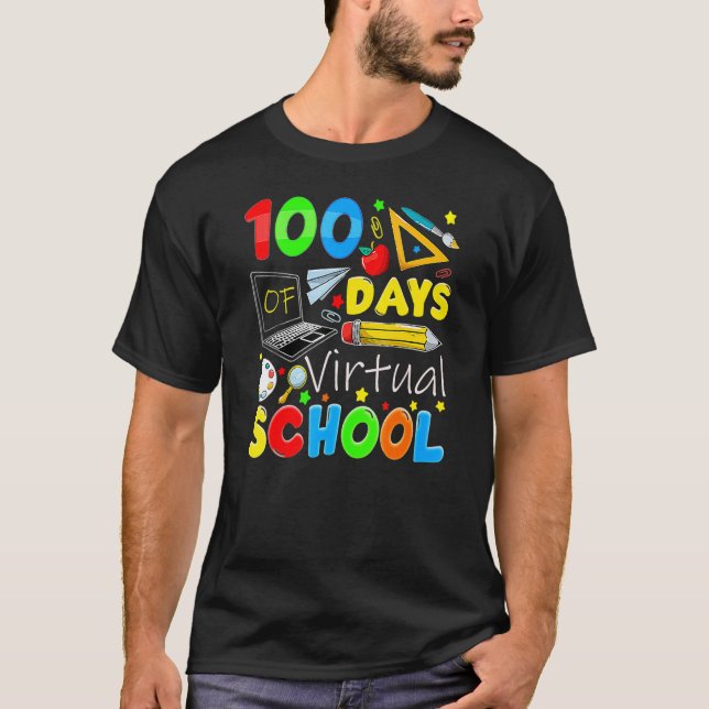 Camiseta 100 Days Of Virtual School Funny 100th Day Of Scho (Anverso)