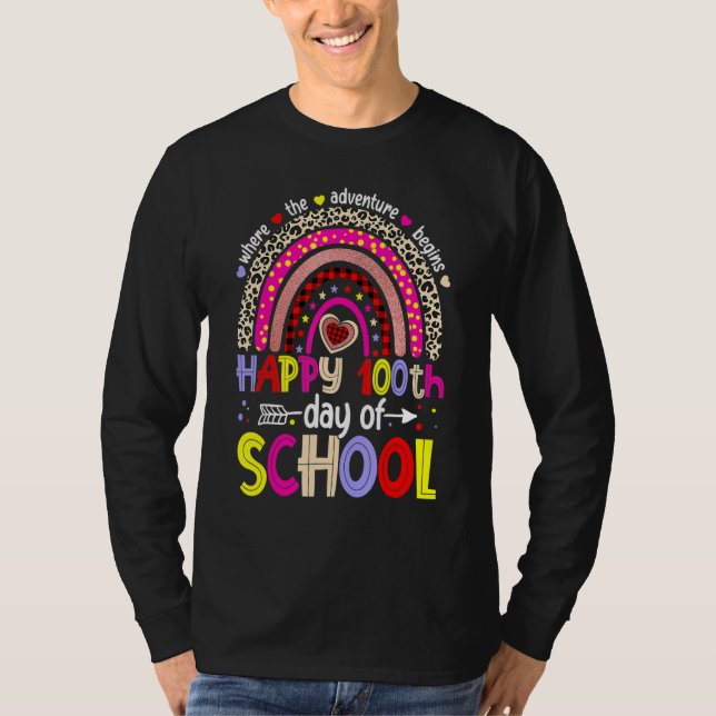 Camiseta 100 Days School Happy 100th Day Of School Rainbow  (Anverso)