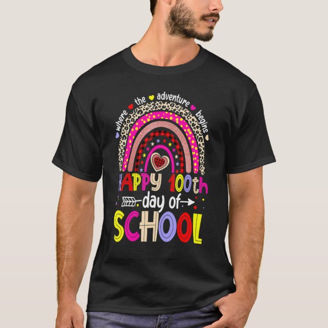 Camiseta 100 Days School Happy 100th Day Of School Rainbow  (Anverso)