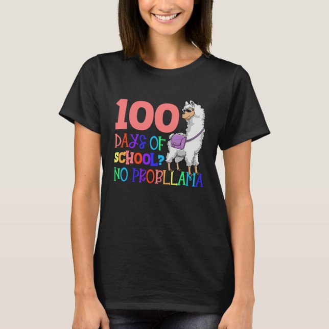 Camiseta 100 Days School No Sample Llama Teacher Or Student (Anverso)