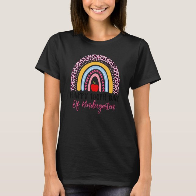Camiseta 100 Days Smarter 100th Day Of Kindergarten Rainbow (Anverso)