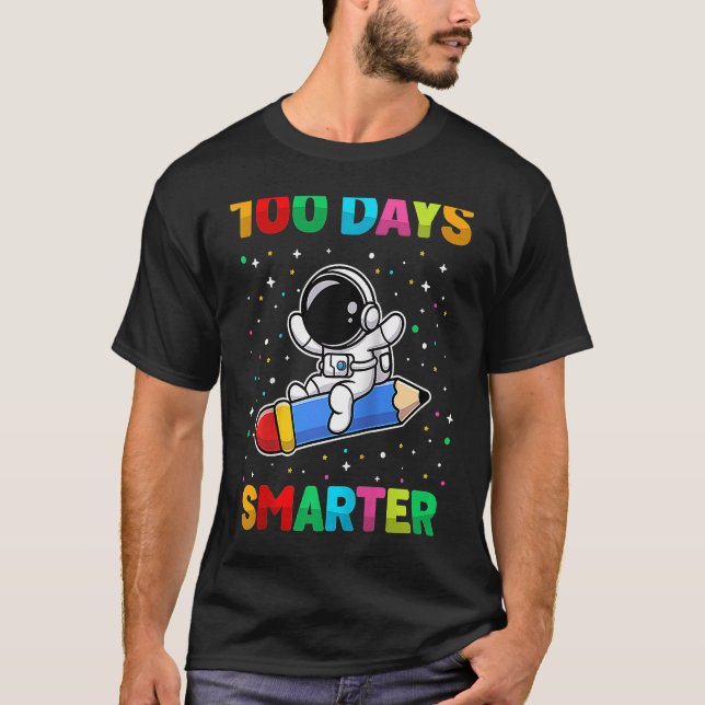 Camiseta 100 Days Smarter 100th Day of School Astronaut Spa (Anverso)