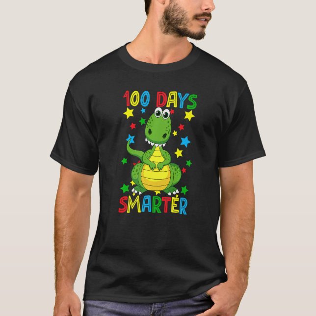 Camiseta 100 Days Smarter 100th Day Of School Cute Dinosaur (Anverso)