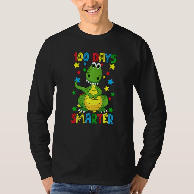 Camiseta 100 Days Smarter 100th Day Of School Cute Dinosaur (Anverso)
