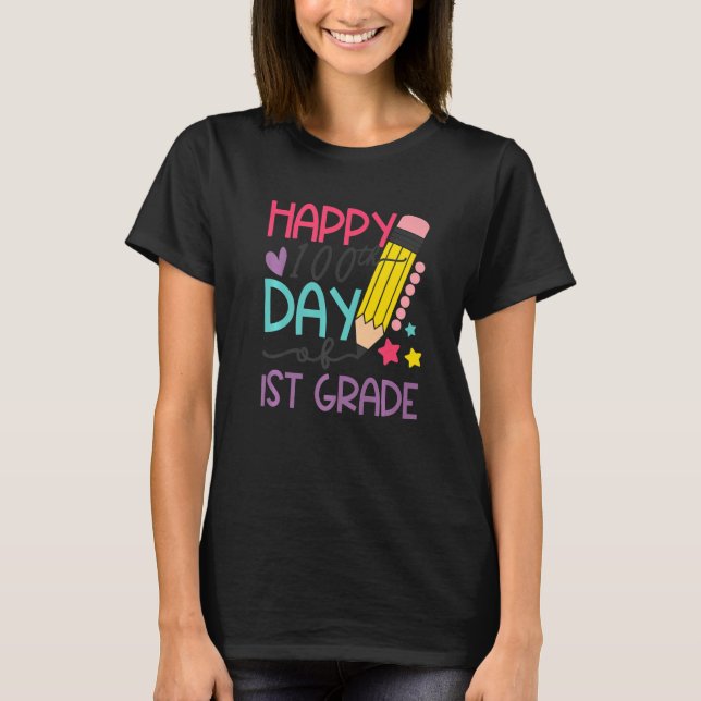 Camiseta 100 Days Smarter 1st Grade Happy 100th Day Of Scho (Anverso)