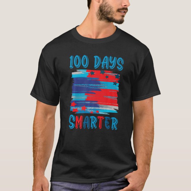 Camiseta 100 Days Smarter American US Flag Happy 100th Day  (Anverso)