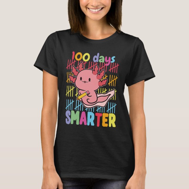 Camiseta 100 Days Smarter Axolotl 100th Day Of School Girls (Anverso)