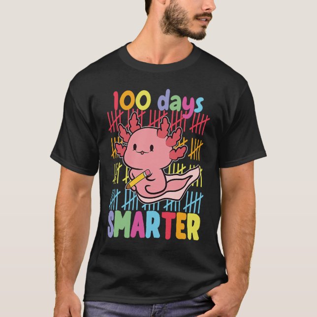 Camiseta 100 Days Smarter Axolotl 100th Day Of School Girls (Anverso)