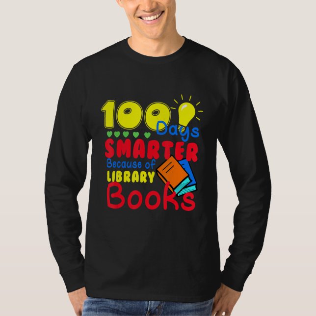 Camiseta 100 Days Smarter Because of Library Books Kids Tea (Anverso)