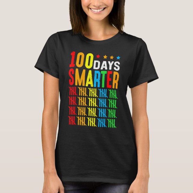 Camiseta 100 Days Smarter Counting By 5's 100th Day Of Scho (Anverso)
