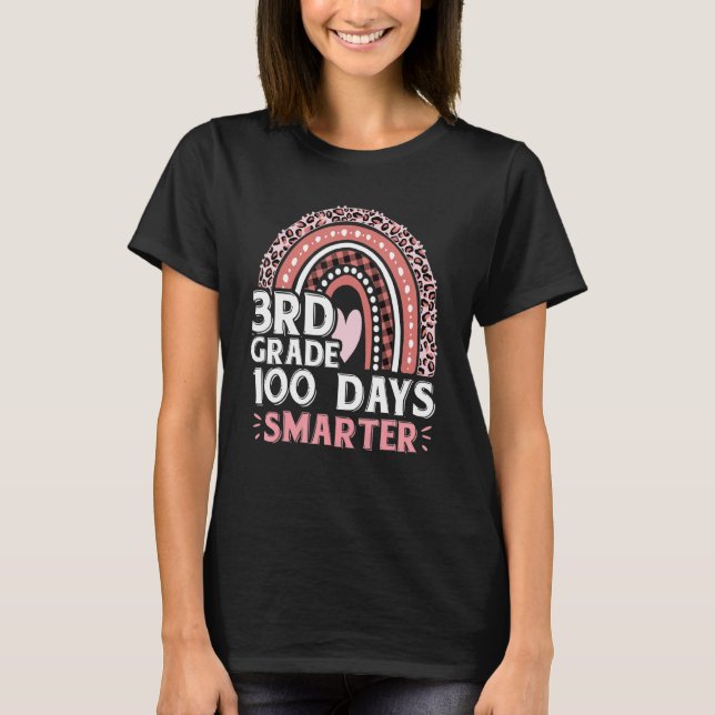 Camiseta 100 Days Smarter Cute 100th Day Of 3rd Grade Rainb (Anverso)