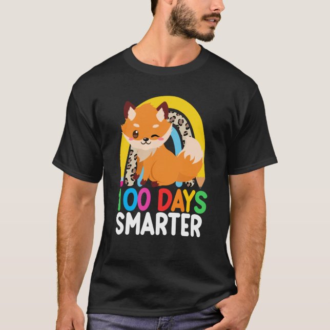 Camiseta 100 Days Smarter Cute Animal Fox 100 Days Of Schoo (Anverso)