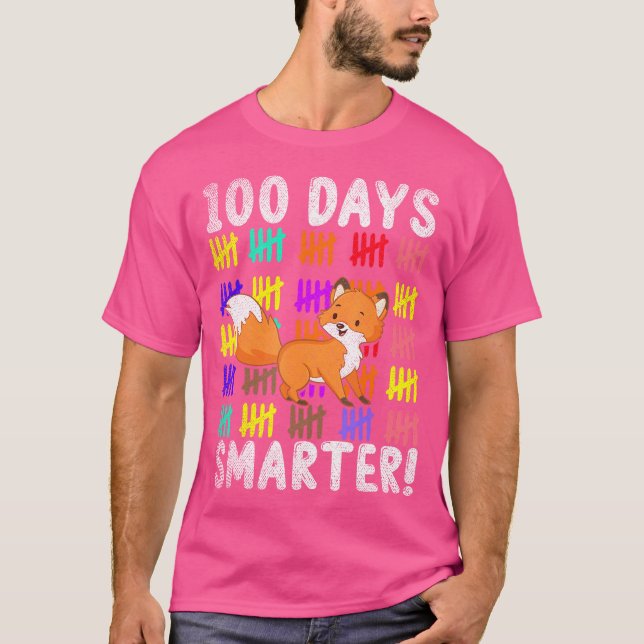 Camiseta 100 Days Smarter Cute Animal Fox 100 Days Of Schoo (Anverso)