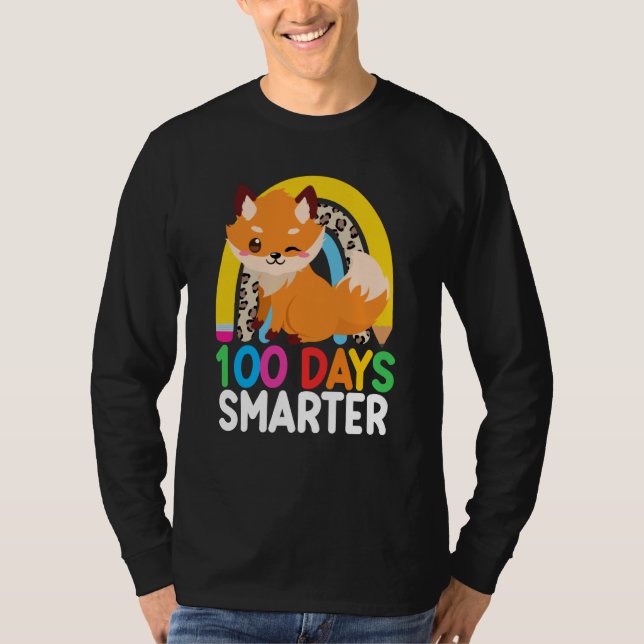 Camiseta 100 Days Smarter Cute Animal Fox 100 Days Of Schoo (Anverso)