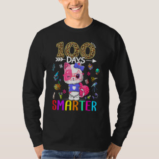 Camiseta 100 Days Smarter Cute Cat Girl Kid Happy 100th Day