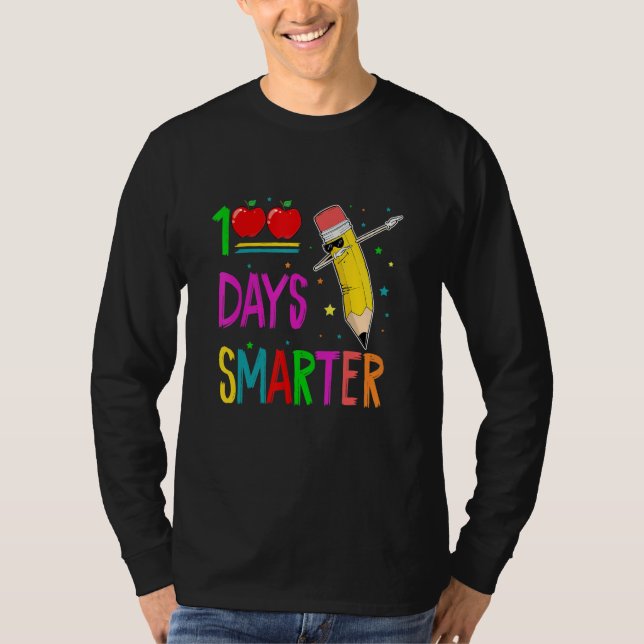 Camiseta 100 Days Smarter   Dabbing Crayons 100th Day Of Sc (Anverso)