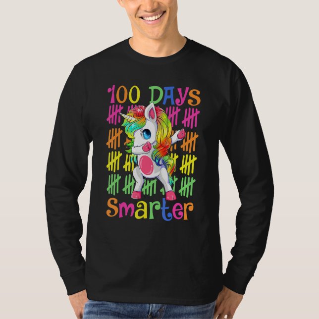 Camiseta 100 Days Smarter  Dabbing Unicorn 100th Day of Sch (Anverso)
