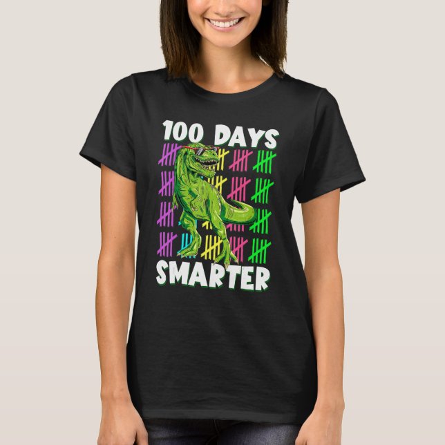 Camiseta 100 Days Smarter Dino Dinosaur rex 100 Days of Sch (Anverso)