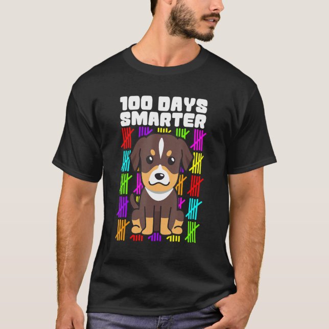 Camiseta 100 Days Smarter Dog Shirts, Rottweiler 100th Day  (Anverso)