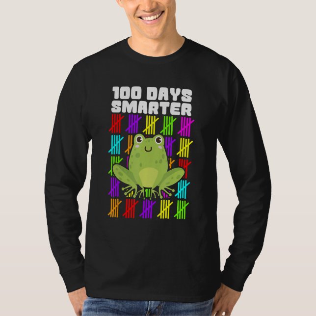 Camiseta 100 Days Smarter Frog Shirts, Boys Girls 100th Day (Anverso)