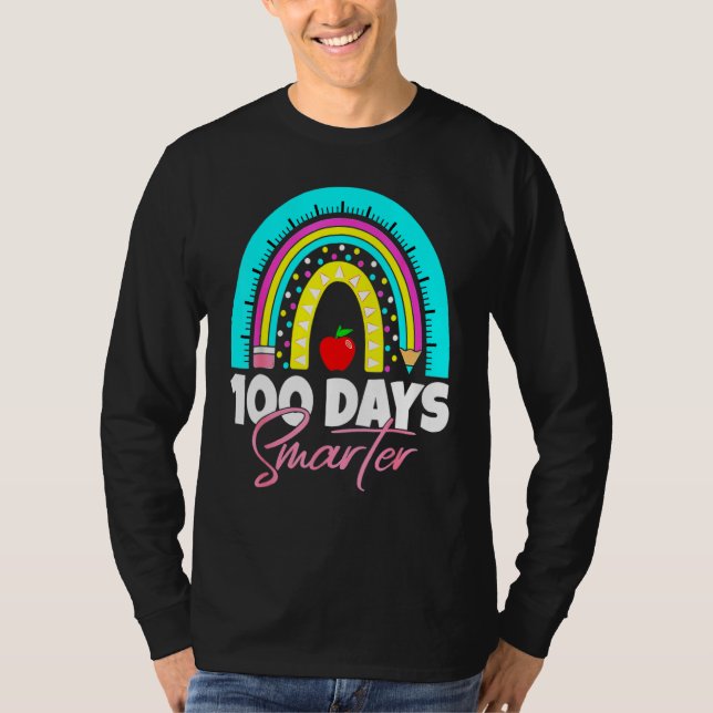 Camiseta 100 Days Smarter Funny 100th Day Of School Rainbow (Anverso)
