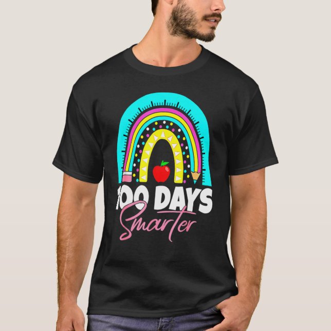 Camiseta 100 Days Smarter Funny 100th Day Of School Rainbow (Anverso)