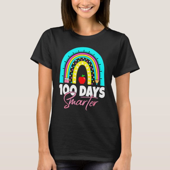 Camiseta 100 Days Smarter Funny 100th Day Of School Rainbow (Anverso)