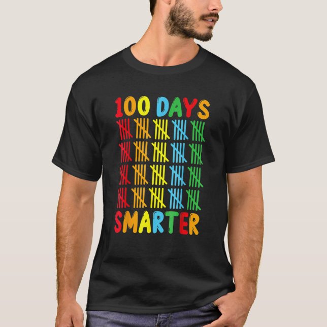 Camiseta 100 Days Smarter Funny Tally Teacher And Students  (Anverso)
