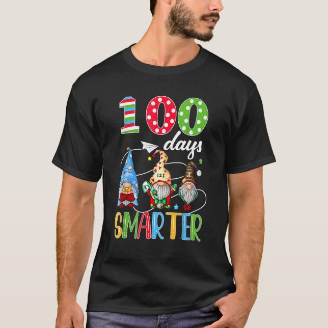 Camiseta 100 Days Smarter Gnome 100th Day Of School Men Kid (Anverso)