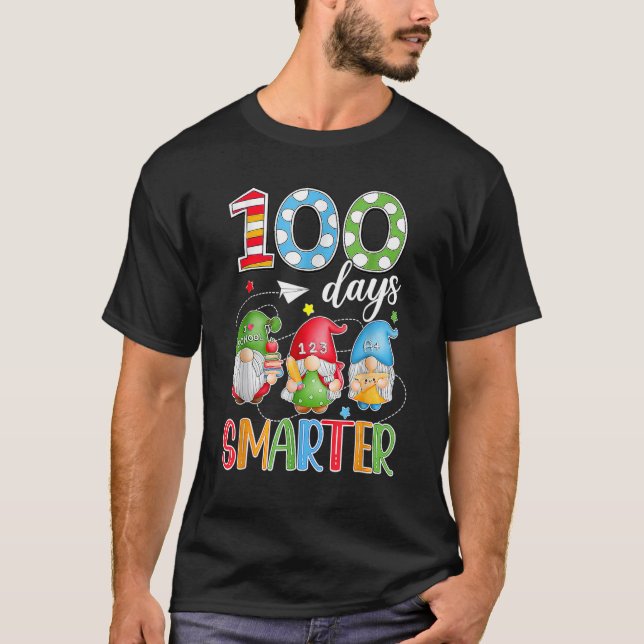 Camiseta 100 Days Smarter Gnome 100th Day Of School Men Kid (Anverso)