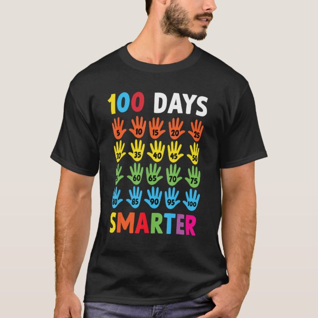Camiseta 100 Days Smarter Hands Happy 100 Days Of School Bo (Anverso)