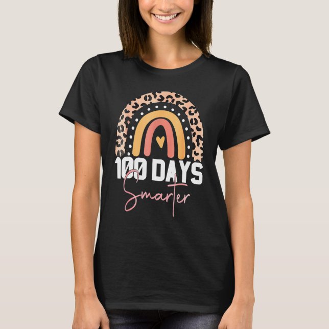 Camiseta 100 Days Smarter Happy 100th Day Of School Rainbow (Anverso)