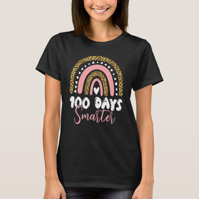 Camiseta 100 Days Smarter Happy 100th Day Of School Rainbow (Anverso)