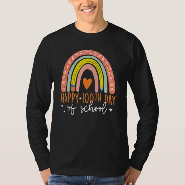Camiseta 100 Days Smarter Happy 100th Day Of School Rainbow (Anverso)