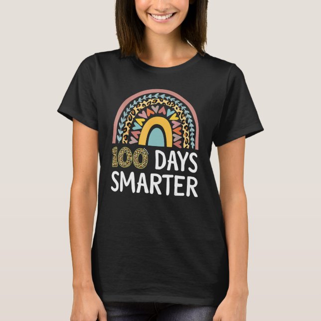 Camiseta 100 Days Smarter Happy 100th Day Of School Rainbow (Anverso)