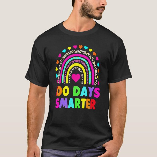 Camiseta 100 Days Smarter Happy 100th Day Of School Rainbow (Anverso)