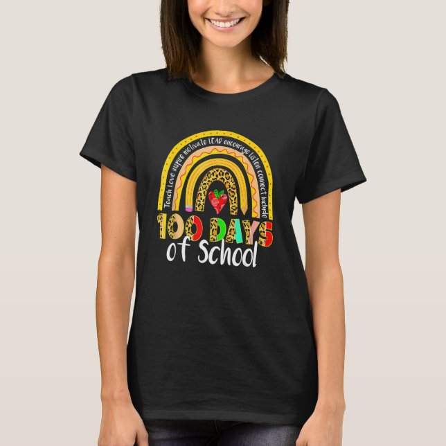 Camiseta 100 Days Smarter Happy 100th Day Of School Rainbow (Anverso)