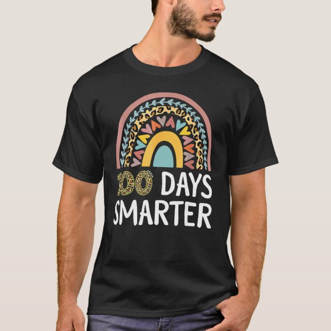 Camiseta 100 Days Smarter Happy 100th Day Of School Rainbow (Anverso)