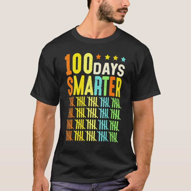 Camiseta 100 Days Smarter Happy 100th Day Of School Student (Anverso)
