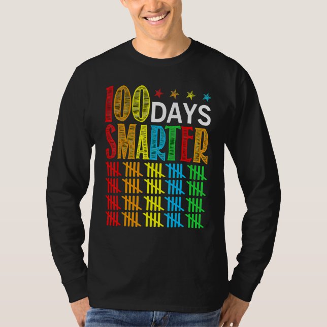 Camiseta 100 Days Smarter Happy 100th Day Of School Student (Anverso)