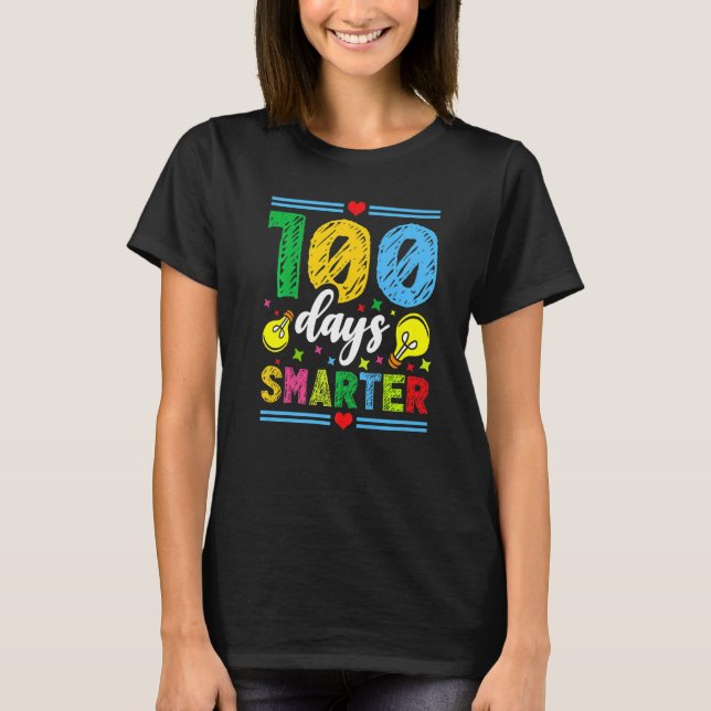 Camiseta 100 Days Smarter Kids 100th School Holiday Chalk C (Anverso)